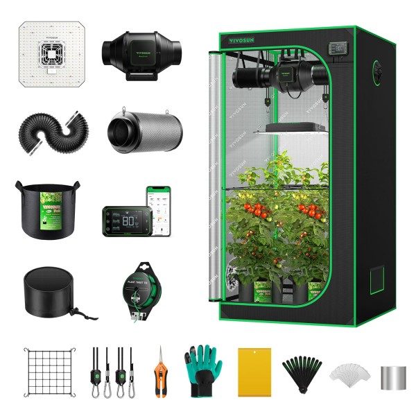 VIVOSUN - Growbox Komplettset M für zwei bis drei Pflanzen 80x80x180