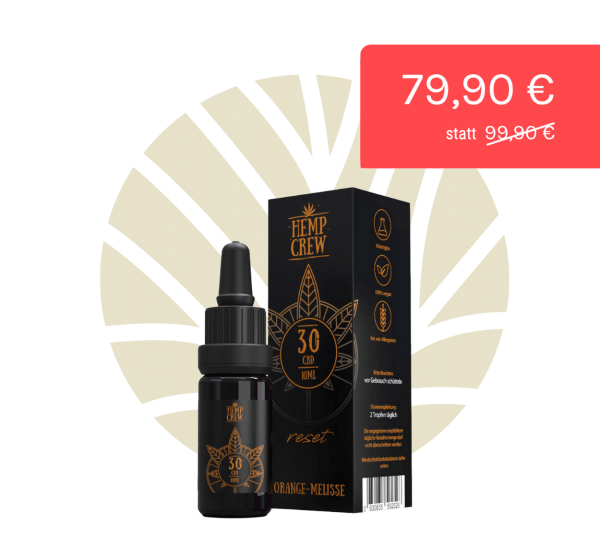 Hemp Crew CBD Öl Orange/Melisse 30% 10 ml Flasche & Verpackung & Rabatt