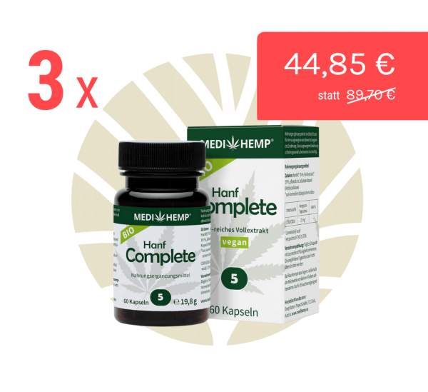 MEDIHEMP Vorteilsbundle Hanf Complete CBD Kapseln 5% Dose & Verpackung & Rabatt