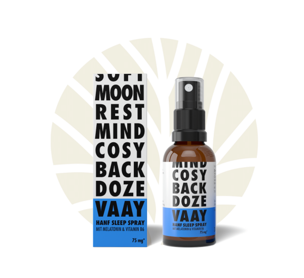 VAAY Hanf-Sleep-Sprays 30 ml Sprayflasche & Verpackung