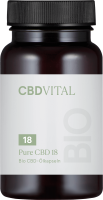 CBD VITAL Pure CBD 18 Kapseln Packung mit Schraubverschluss Vorderseite
