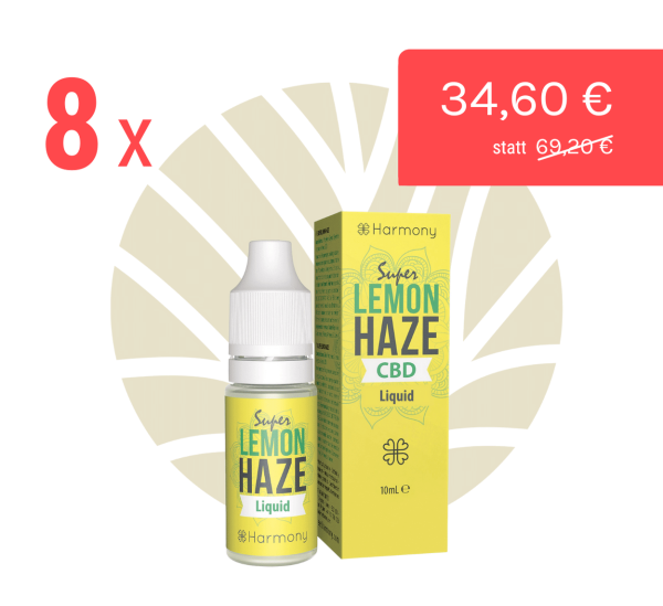 Harmony Vorteilsbundle CBD Liquid Super Lemon Haze 10ml Flasche & Verpackung & Rabatt