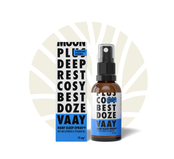 VAAY Hanf-Sleep-Spray PLUS 30 ml Sprayflasche & Verpackung