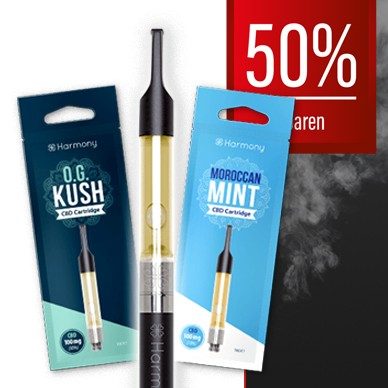 Harmony Pen Vaporizer + 4x CBD Liquid Kartusche | 2x Hemp-Mint und 2x OG Kush