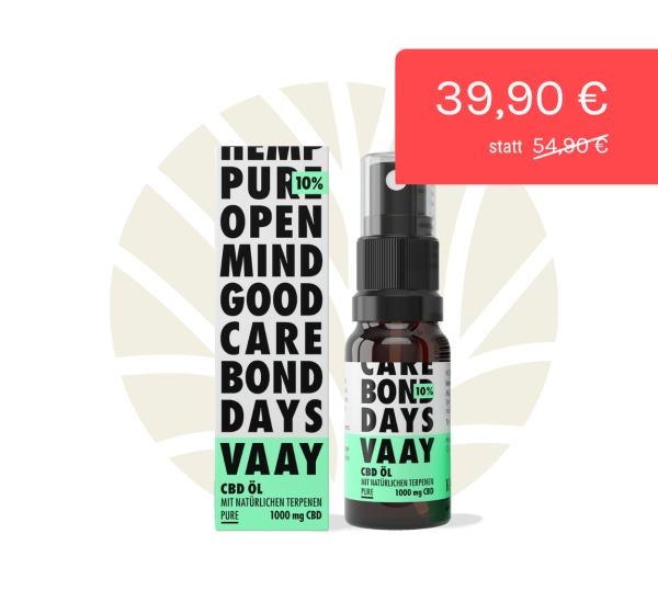 VVAAY CBD-ÖL-MUNDSPRAY Pure 10% 10 ml Sprayflasche & Verpackung & Rabatt