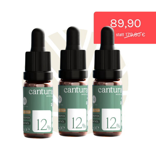 3x Cantura AKTIV 12 | Bio-Hanf-Öl 30 ml