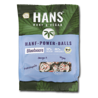 HANS Brainfood BIO-HANF-POWERBALLS BLAUBEERE Packung Vorderseite