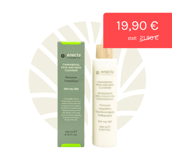Enecta Gesichts- und Halsreiniger 200mg CBD Verpackung & Flasche & Rabatt